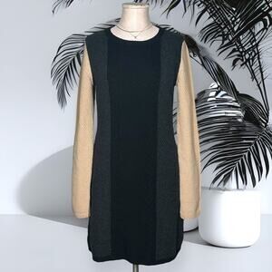 THEORY 100%Wool Jiya Loryelle Sweater Dress Sheath Cable Knit Career Colorblock